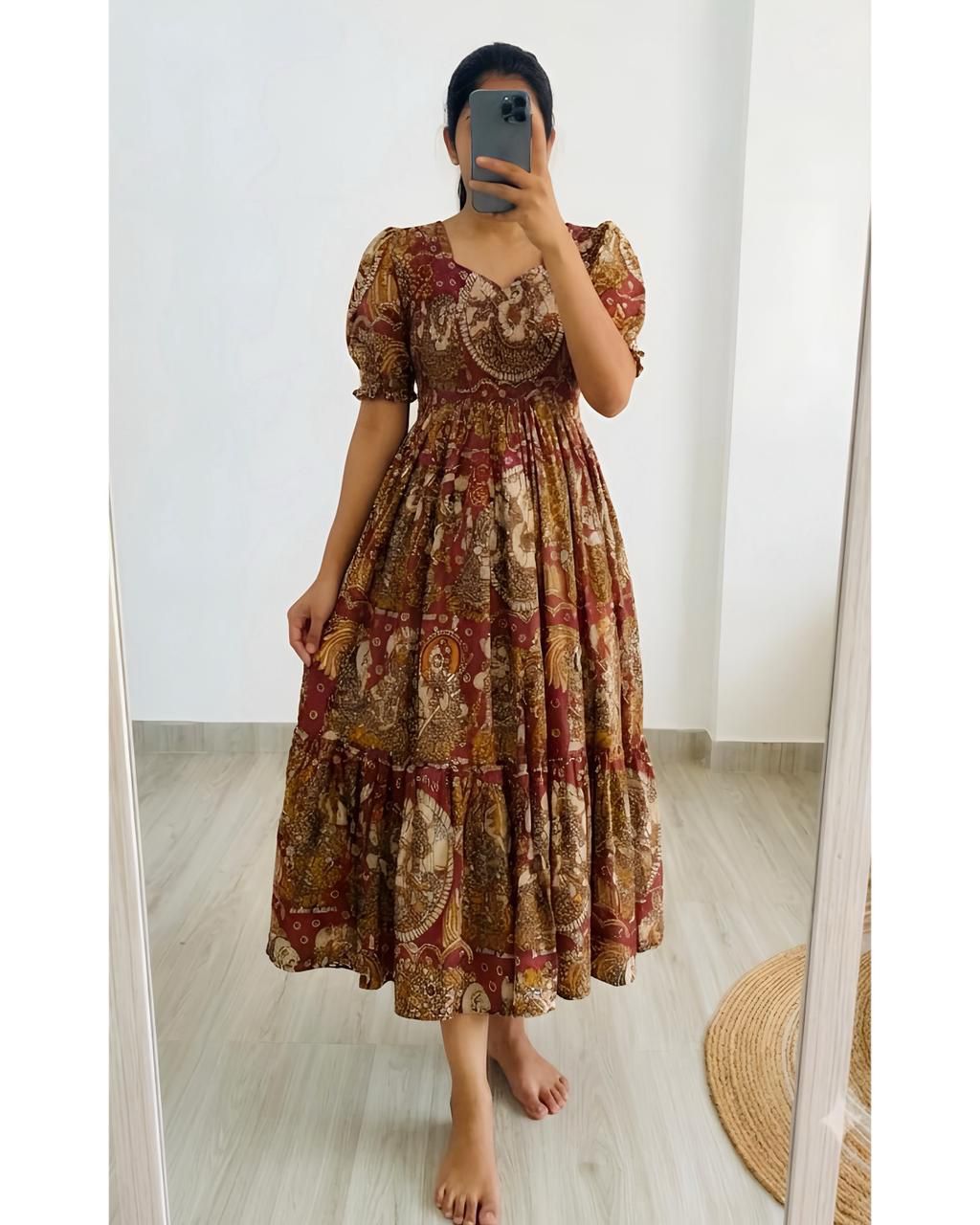 Kalamkari Muslin Cotton Maxi Dress