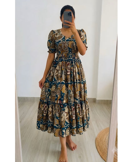 Kalamkari Muslin Cotton Maxi Dress