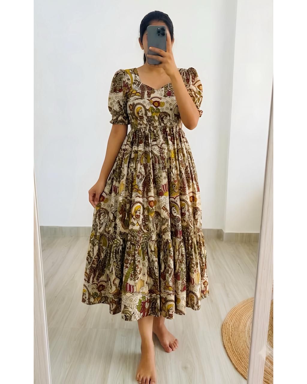 Kalamkari Muslin Cotton Maxi Dress