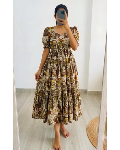 Kalamkari Muslin Cotton Maxi Dress