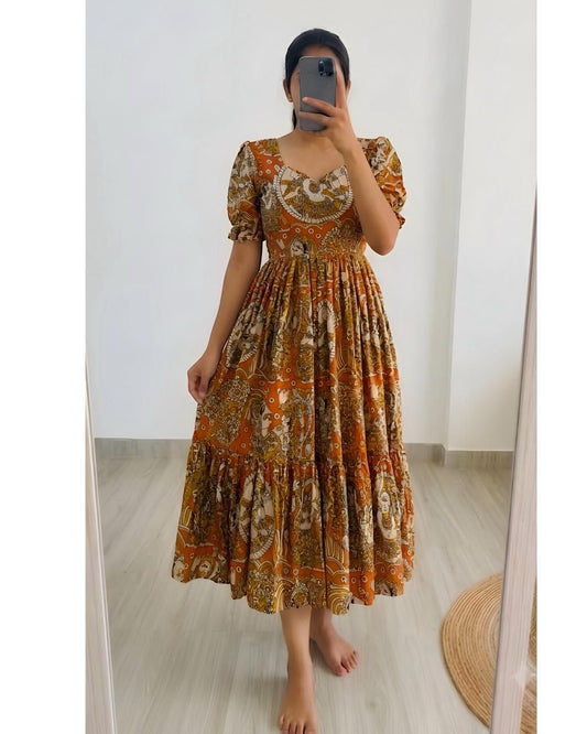 Kalamkari Muslin Cotton Maxi Dress