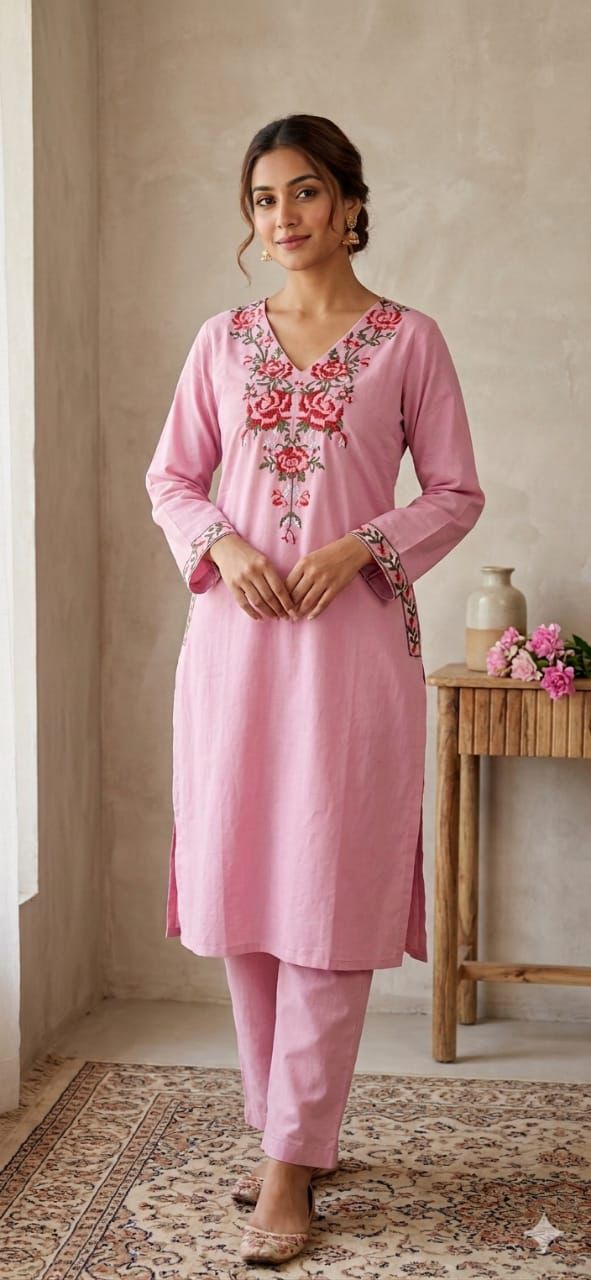Beautiful Embroidered Cotton Co-ord Set