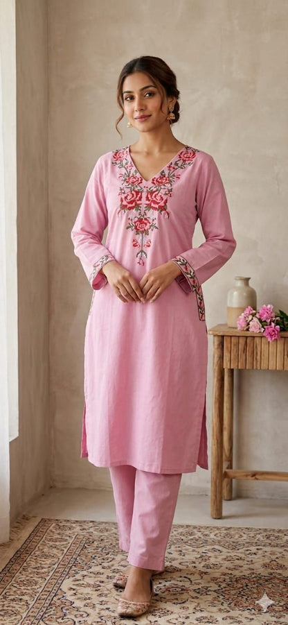 Beautiful Embroidered Cotton Co-ord Set