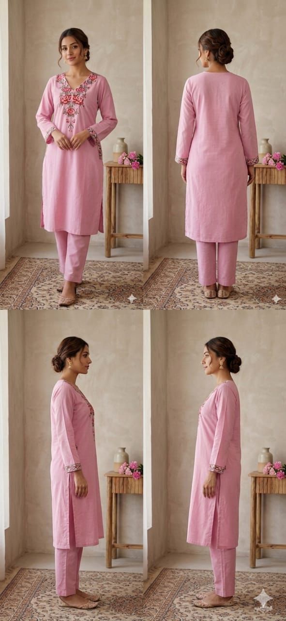 Beautiful Embroidered Cotton Co-ord Set