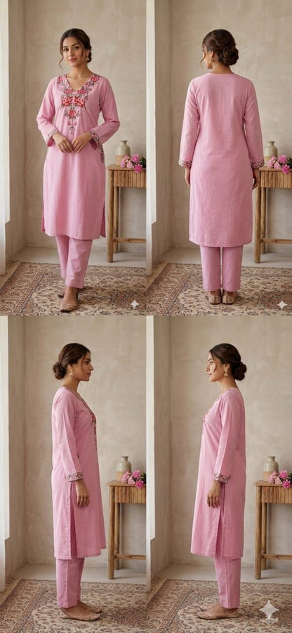 Beautiful Embroidered Cotton Co-ord Set