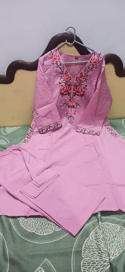 Beautiful Embroidered Cotton Co-ord Set