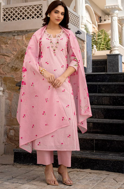 Graceful Printed Mul-Mul Cotton Kurta Set
