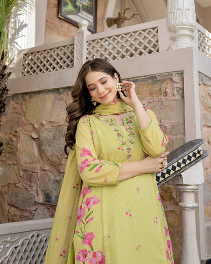Graceful Printed Mul-Mul Cotton Kurta Set