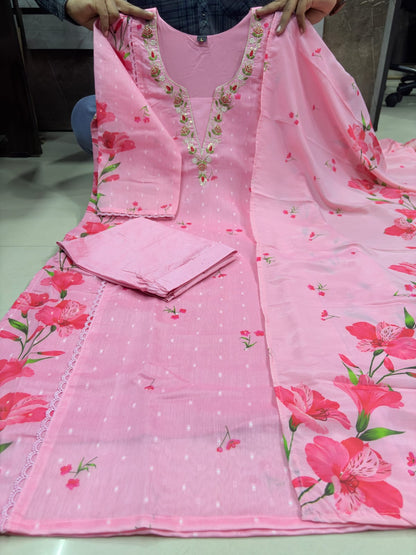 Graceful Printed Mul-Mul Cotton Kurta Set