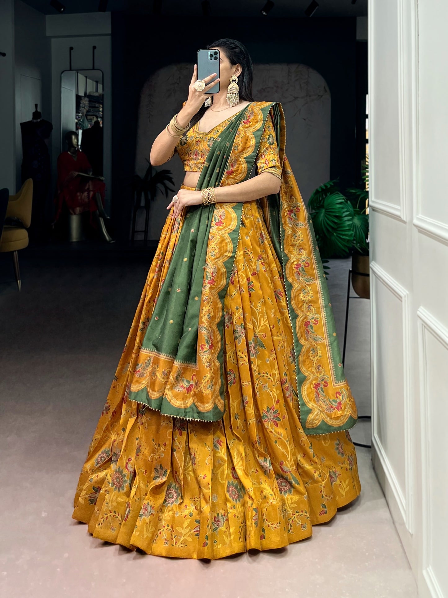 Elegant Tasar Silk Lehenga Set