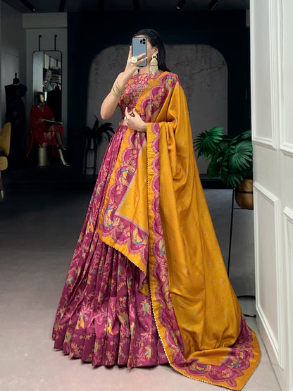 Elegant Tasar Silk Lehenga Set