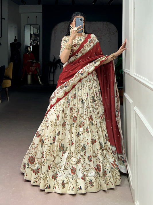 Elegant Tasar Silk Lehenga Set