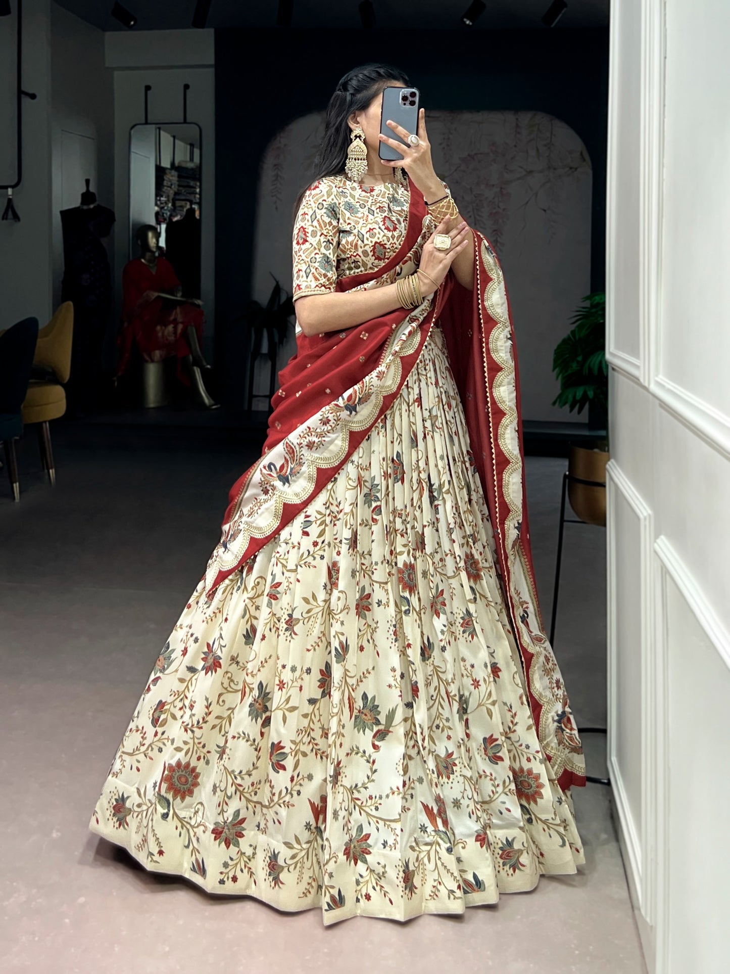 Elegant Tasar Silk Lehenga Set
