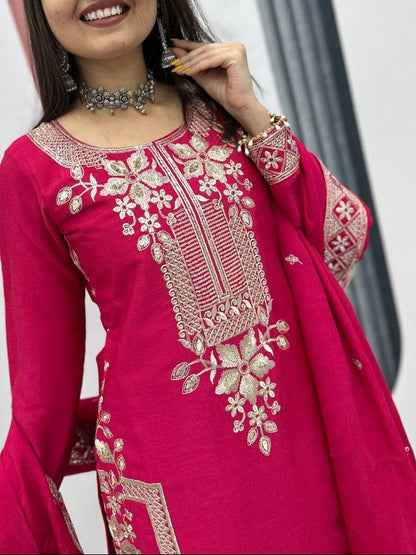 Designer Chinon Party Wear Suit Set