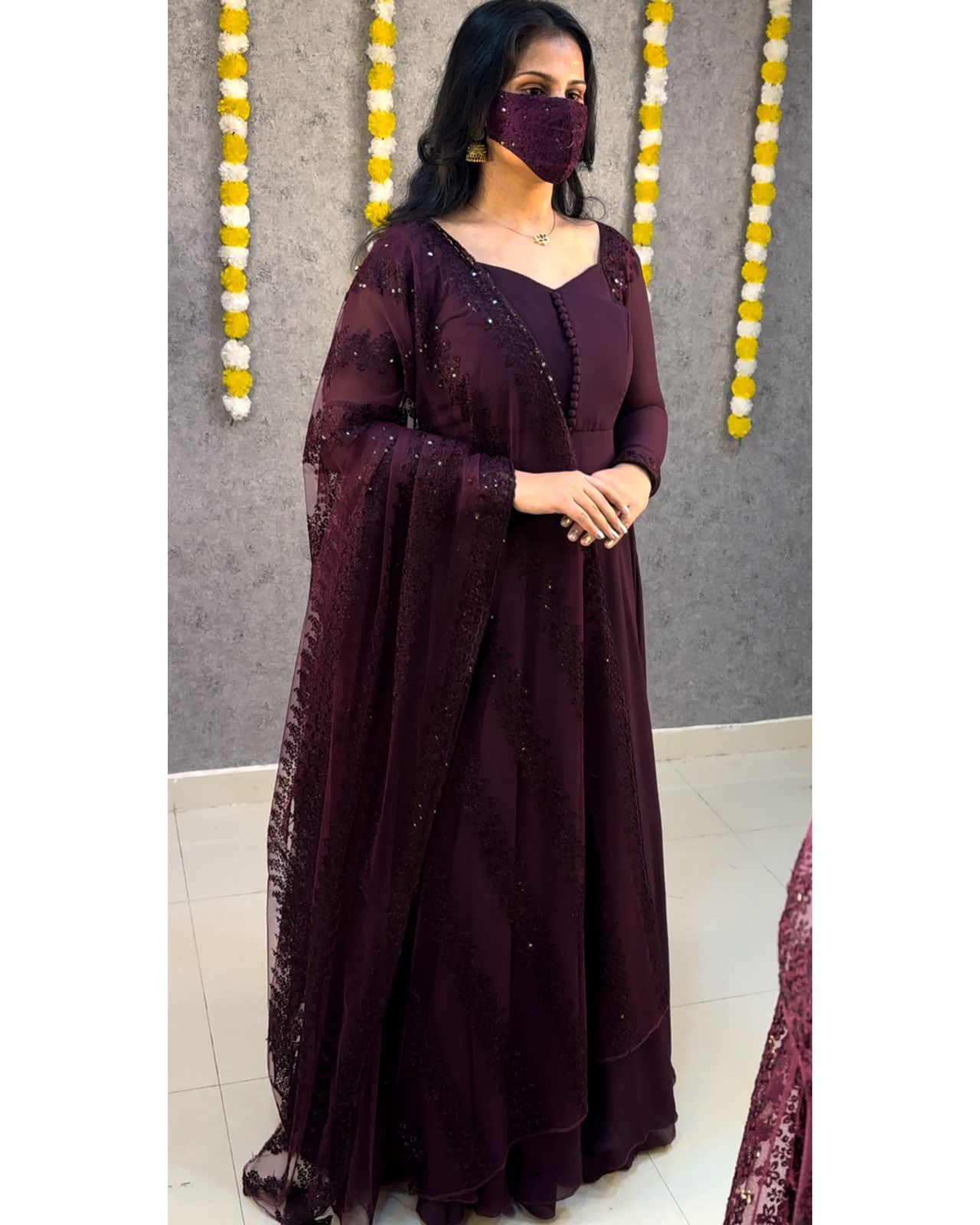 Designer Faux Georgette Gown With Dupatta