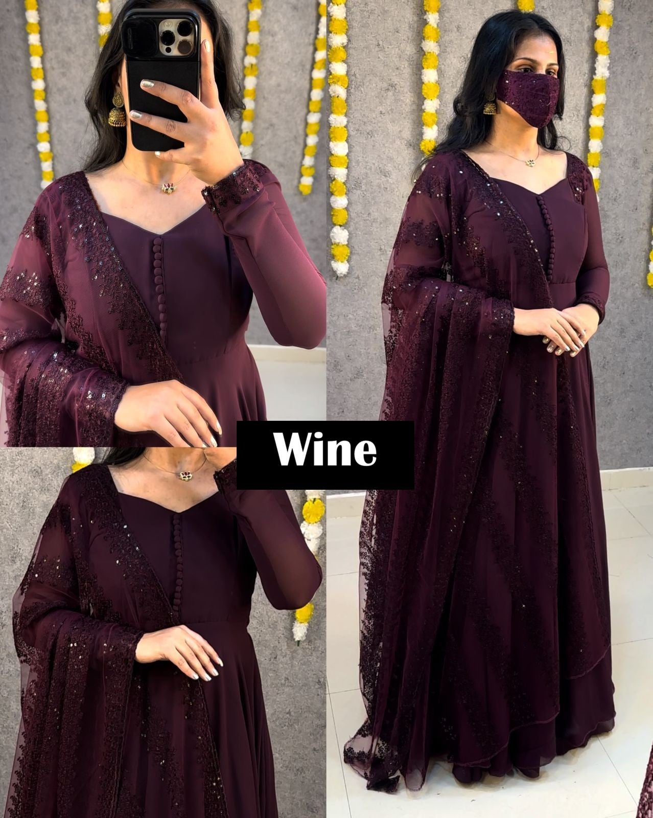 Designer Faux Georgette Gown With Dupatta