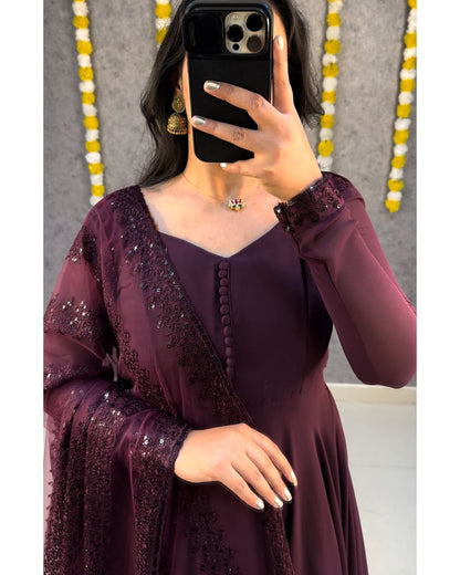 Designer Faux Georgette Gown With Dupatta