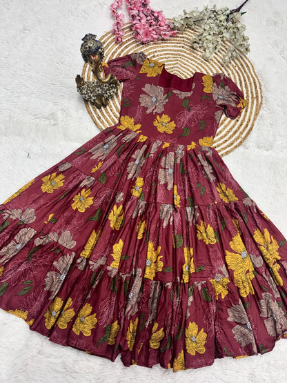 Stylish Muslin Cotton 3-Tiered Dress