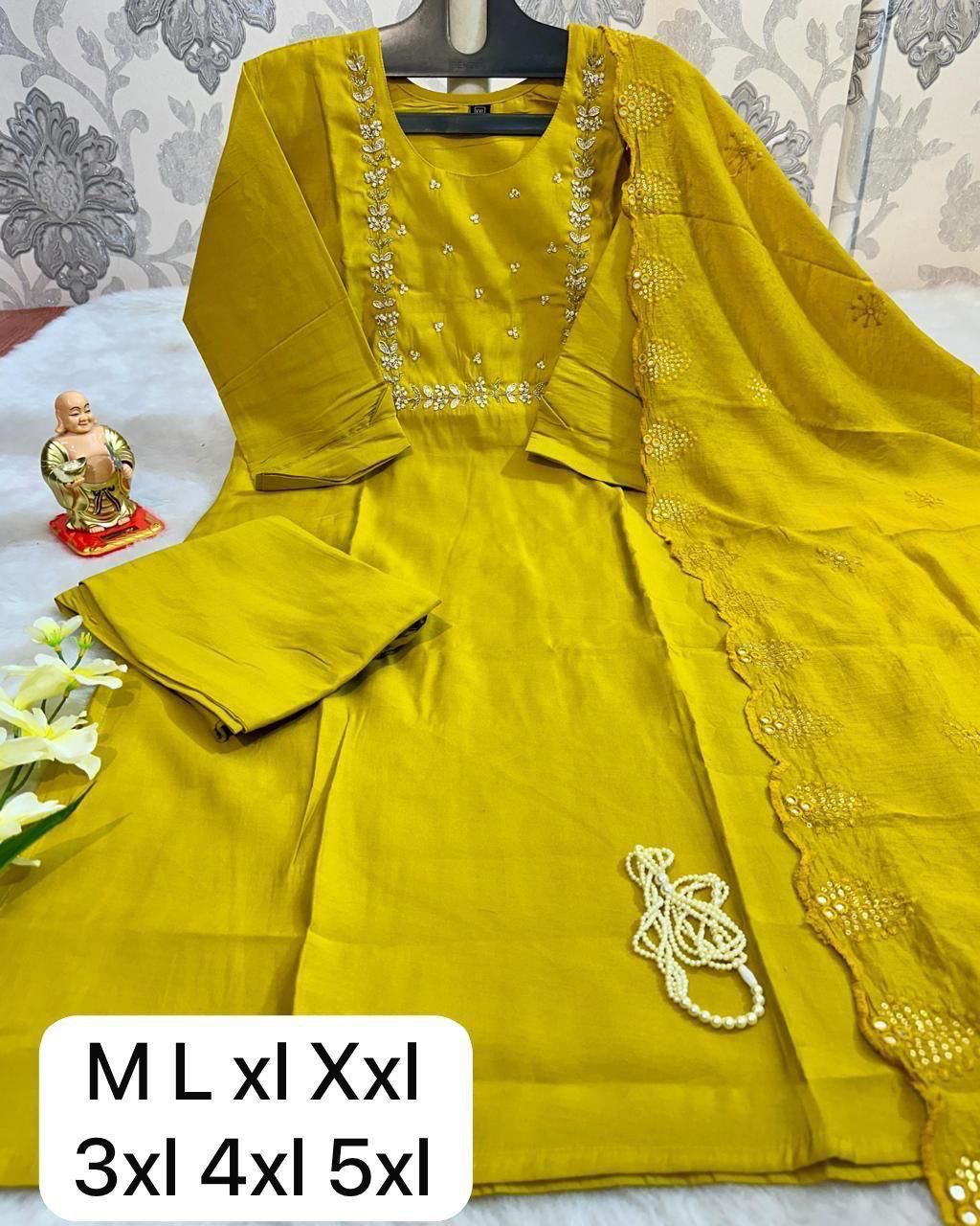 Elegant Roman Heavy Work Kurta Set