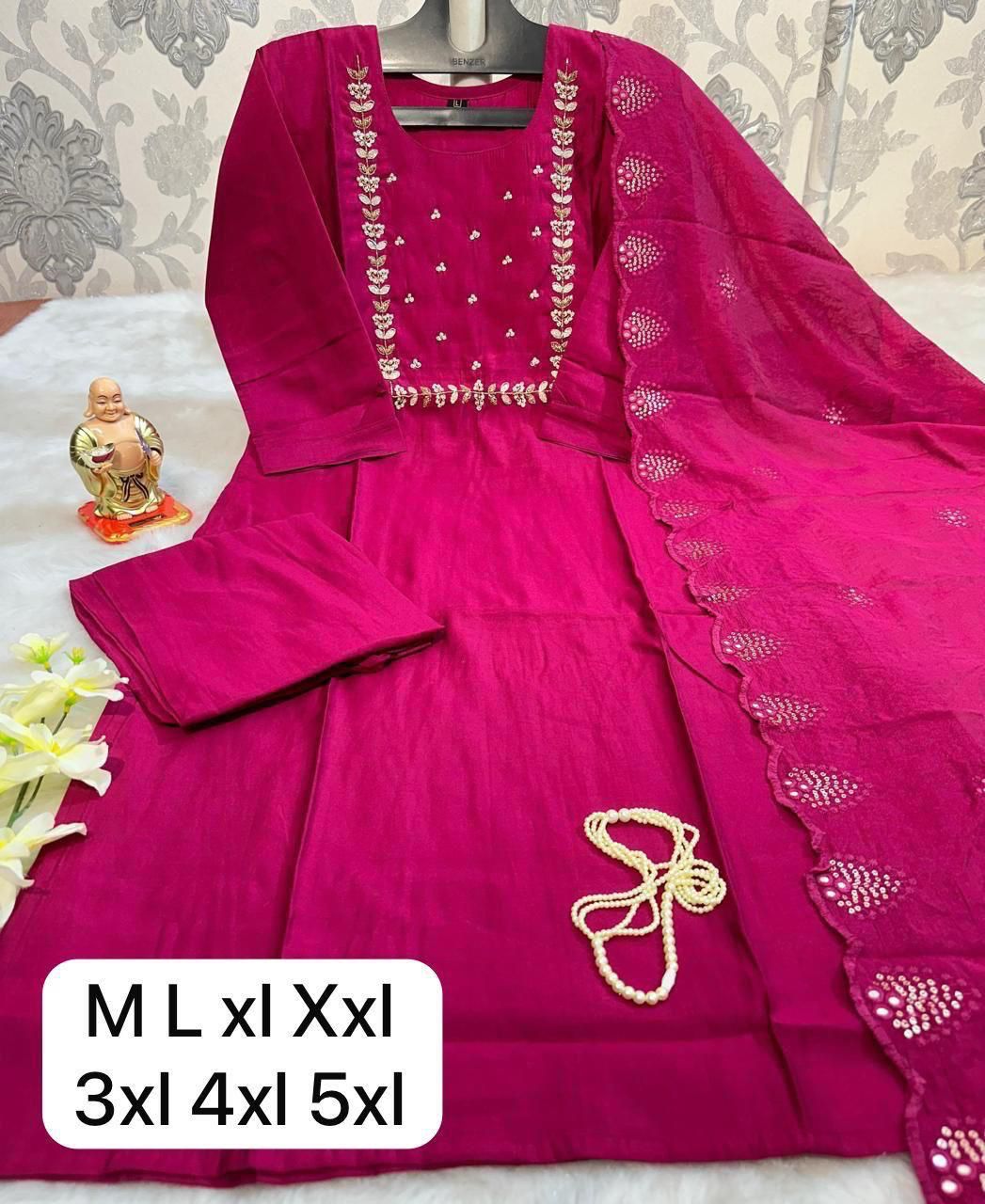 Elegant Roman Heavy Work Kurta Set