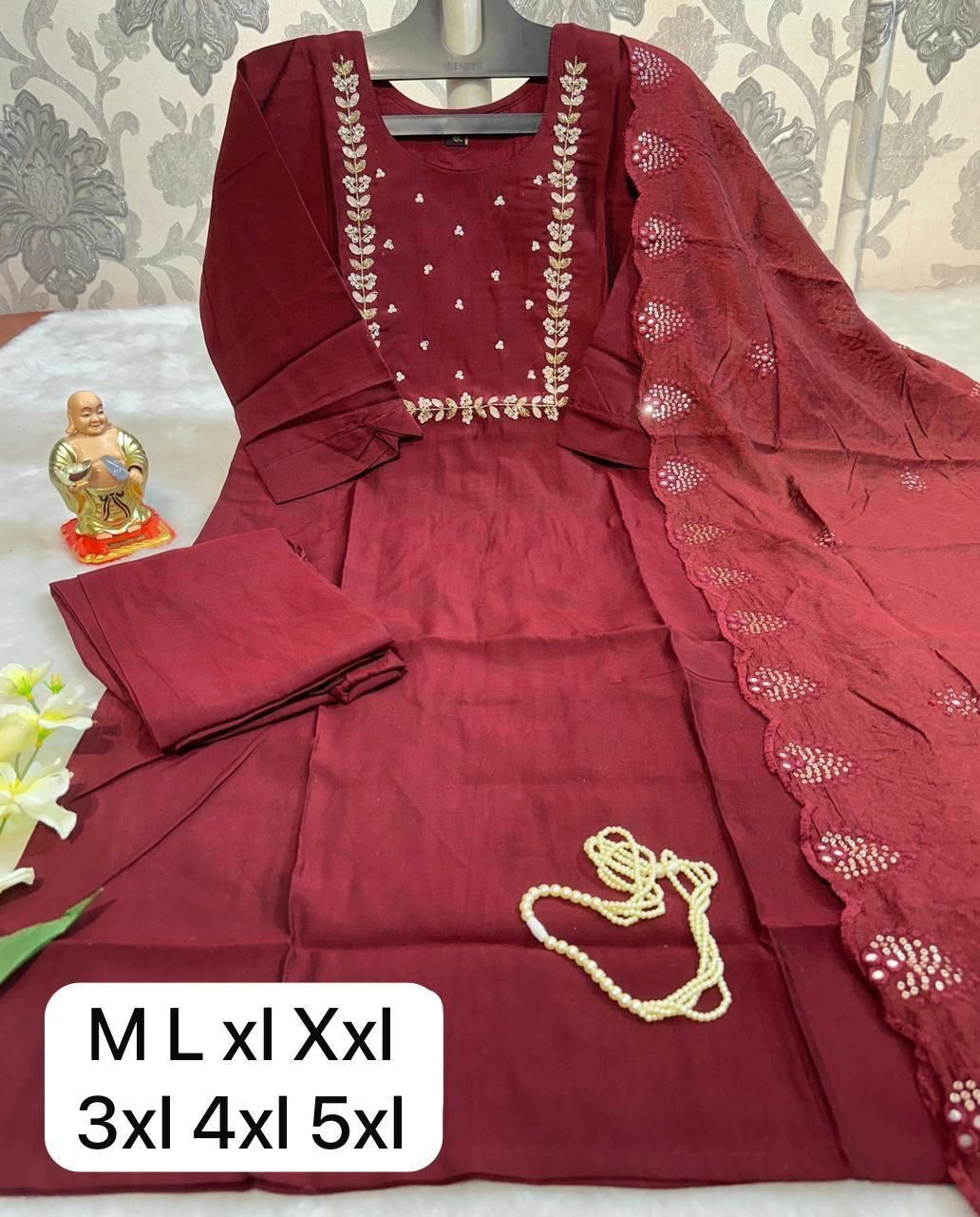 Elegant Roman Heavy Work Kurta Set