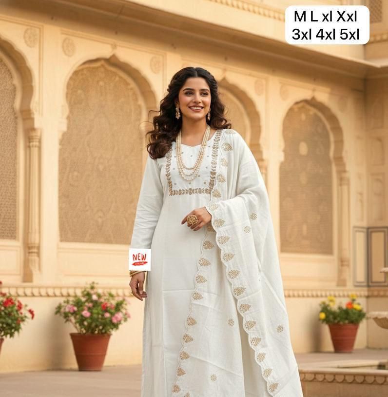 Elegant Roman Heavy Work Kurta Set