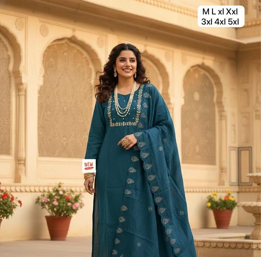 Elegant Roman Heavy Work Kurta Set