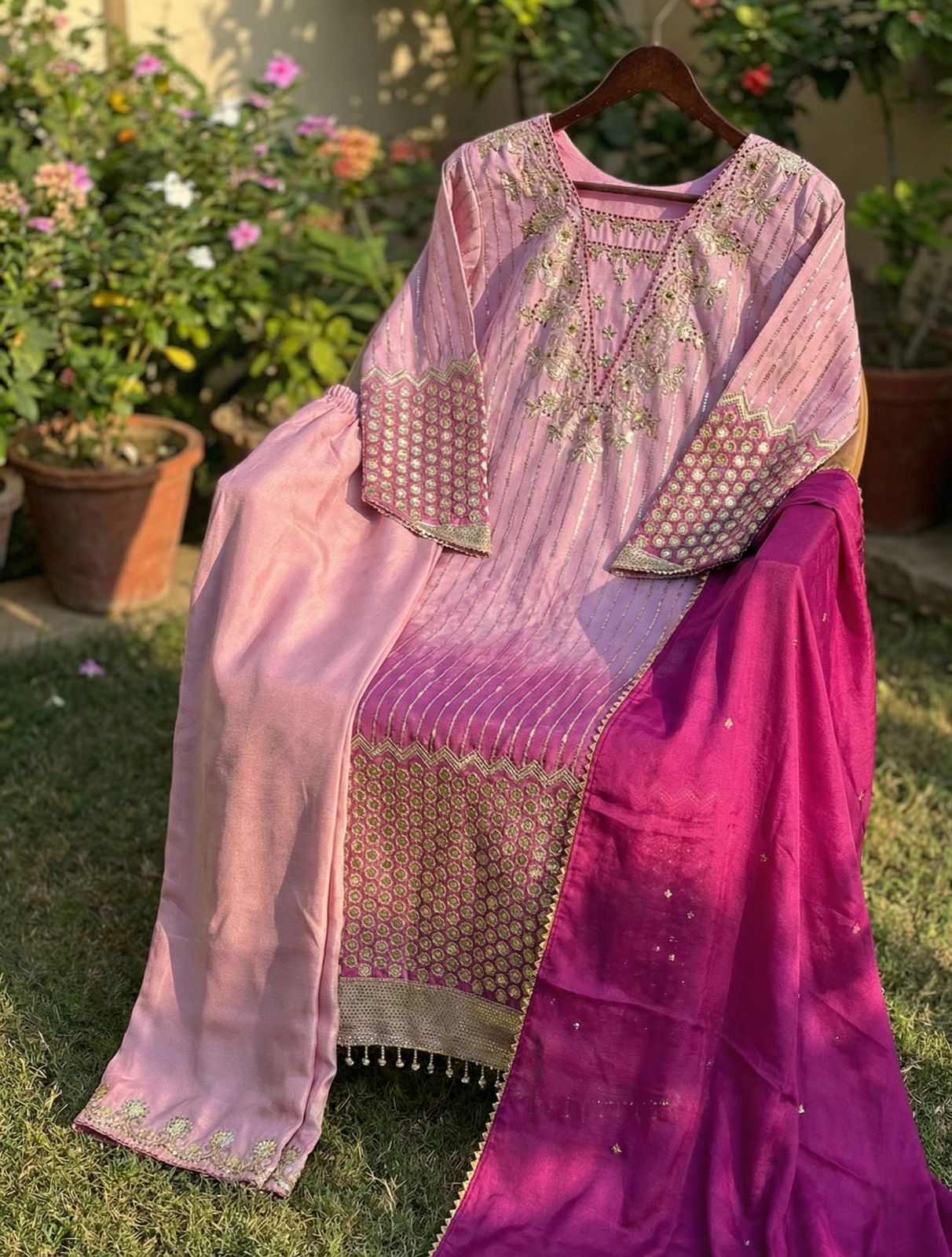 Designer Party Wear Chinon Kurta Set