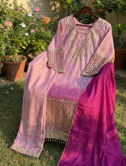 Designer Party Wear Chinon Kurta Set