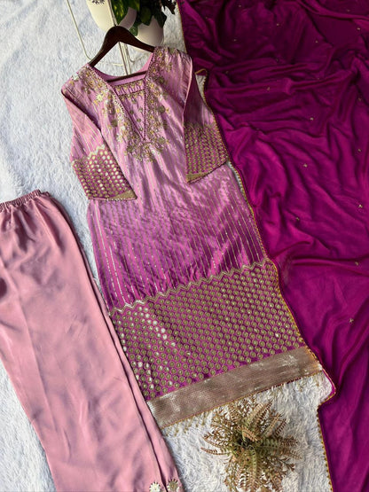 Designer Party Wear Chinon Kurta Set