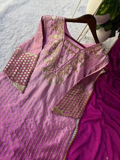 Designer Party Wear Chinon Kurta Set