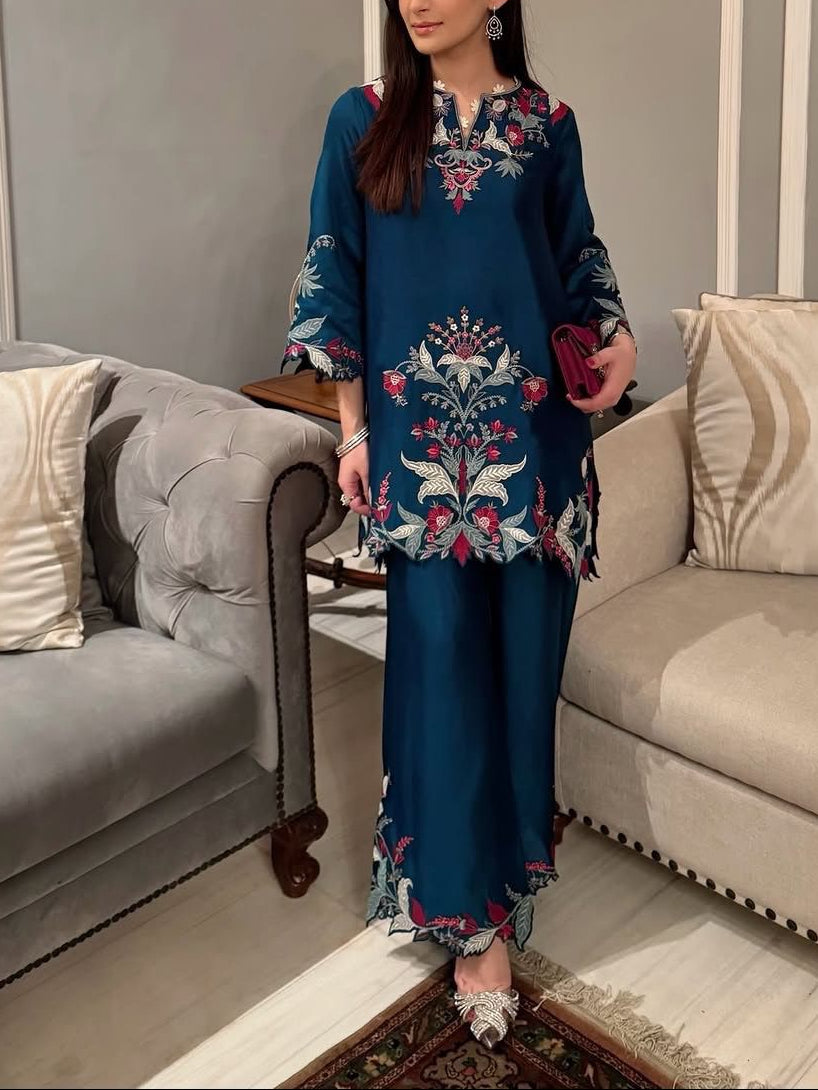 Designer Co-Ord set With Embroidered Cut Work