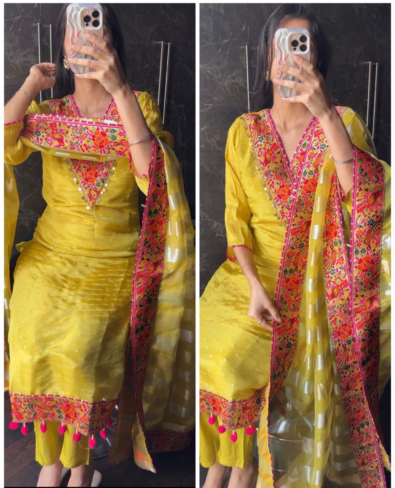 Premium Embroidered Chanderi Kurta Set