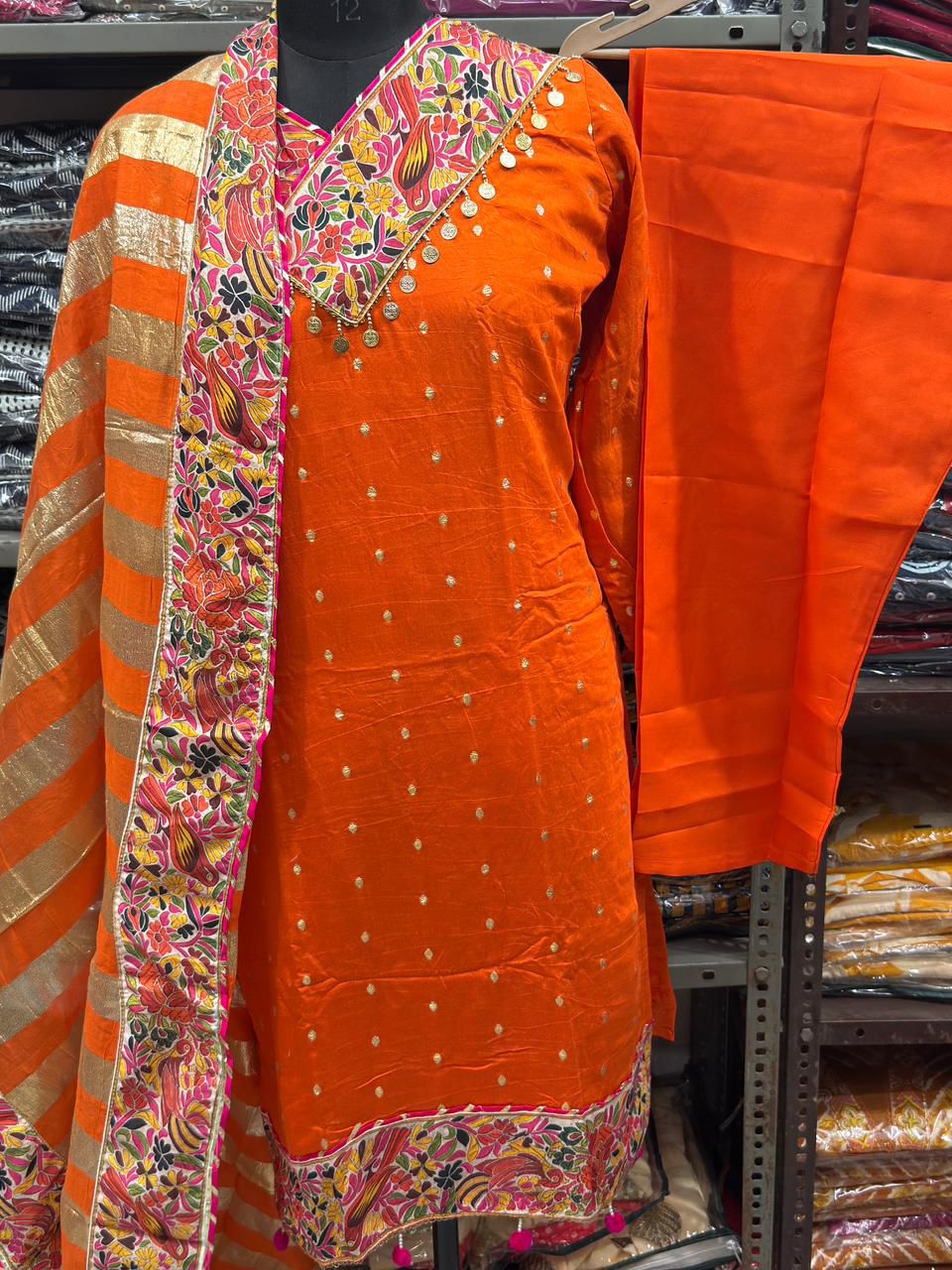 Premium Embroidered Chanderi Kurta Set