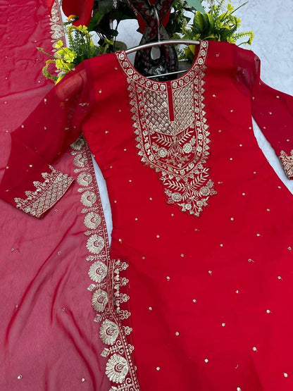 Designer Party Wear Top Plazzo & Dupatta Set