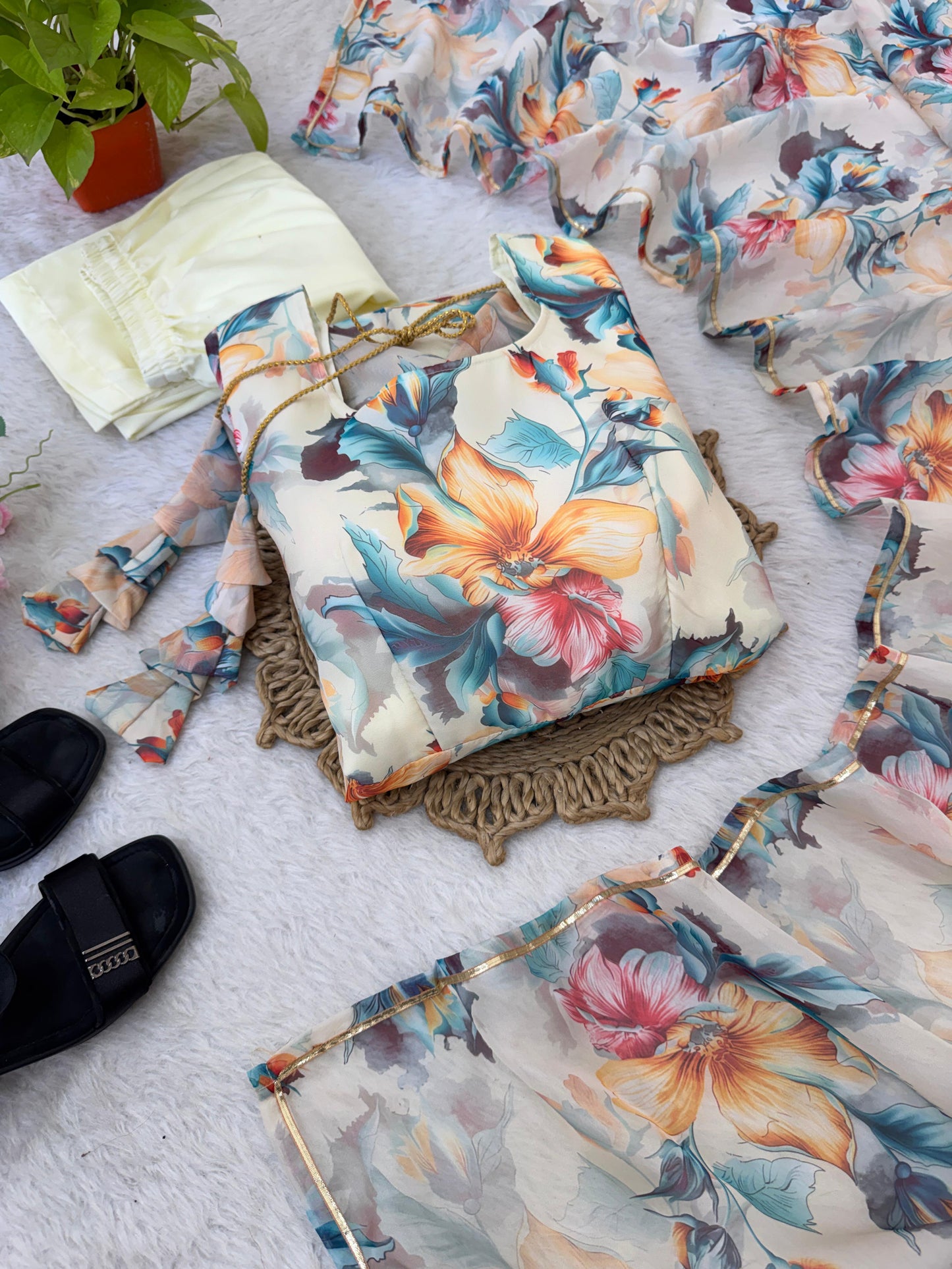 Gorgeous Organza Taby Silk Gown Set