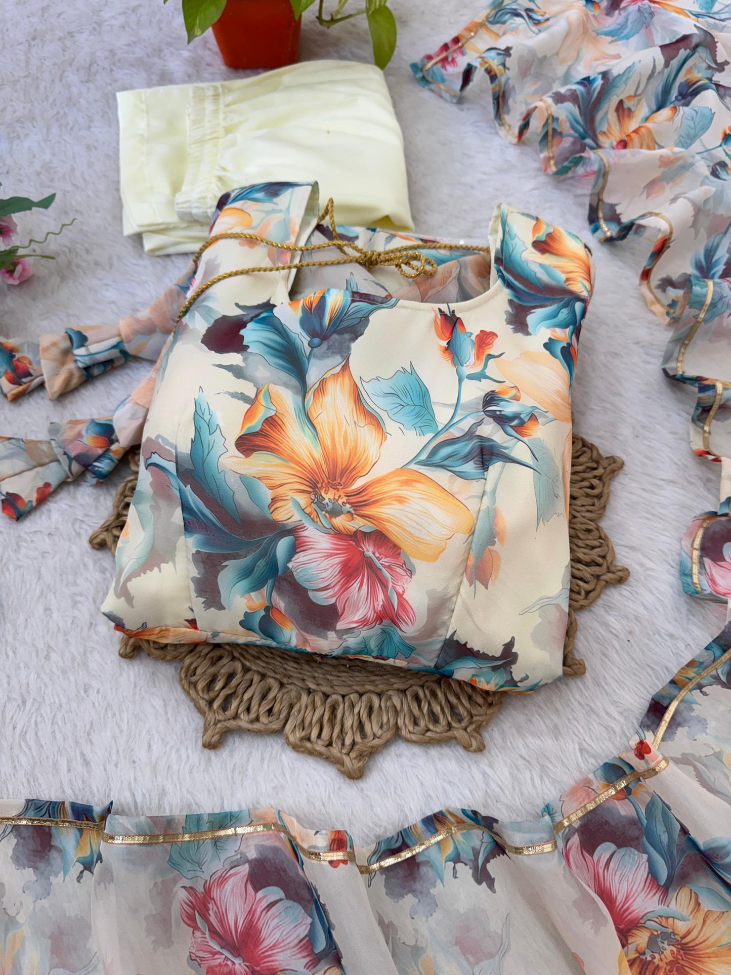 Gorgeous Organza Taby Silk Gown Set