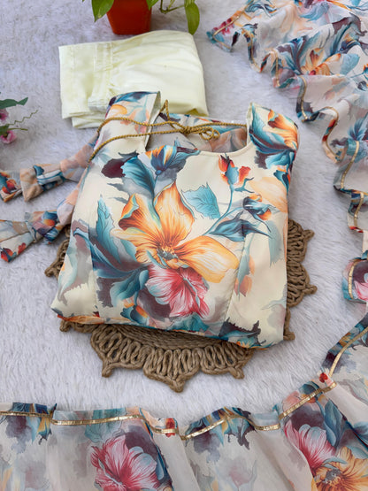 Gorgeous Organza Taby Silk Gown Set