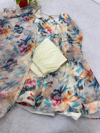 Gorgeous Organza Taby Silk Gown Set
