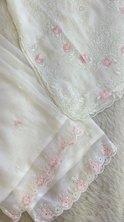 Elegant Silk Palazzo Set in Purple And White