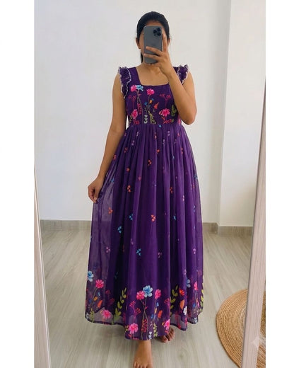 Stylish Digital Print Georgette Dress
