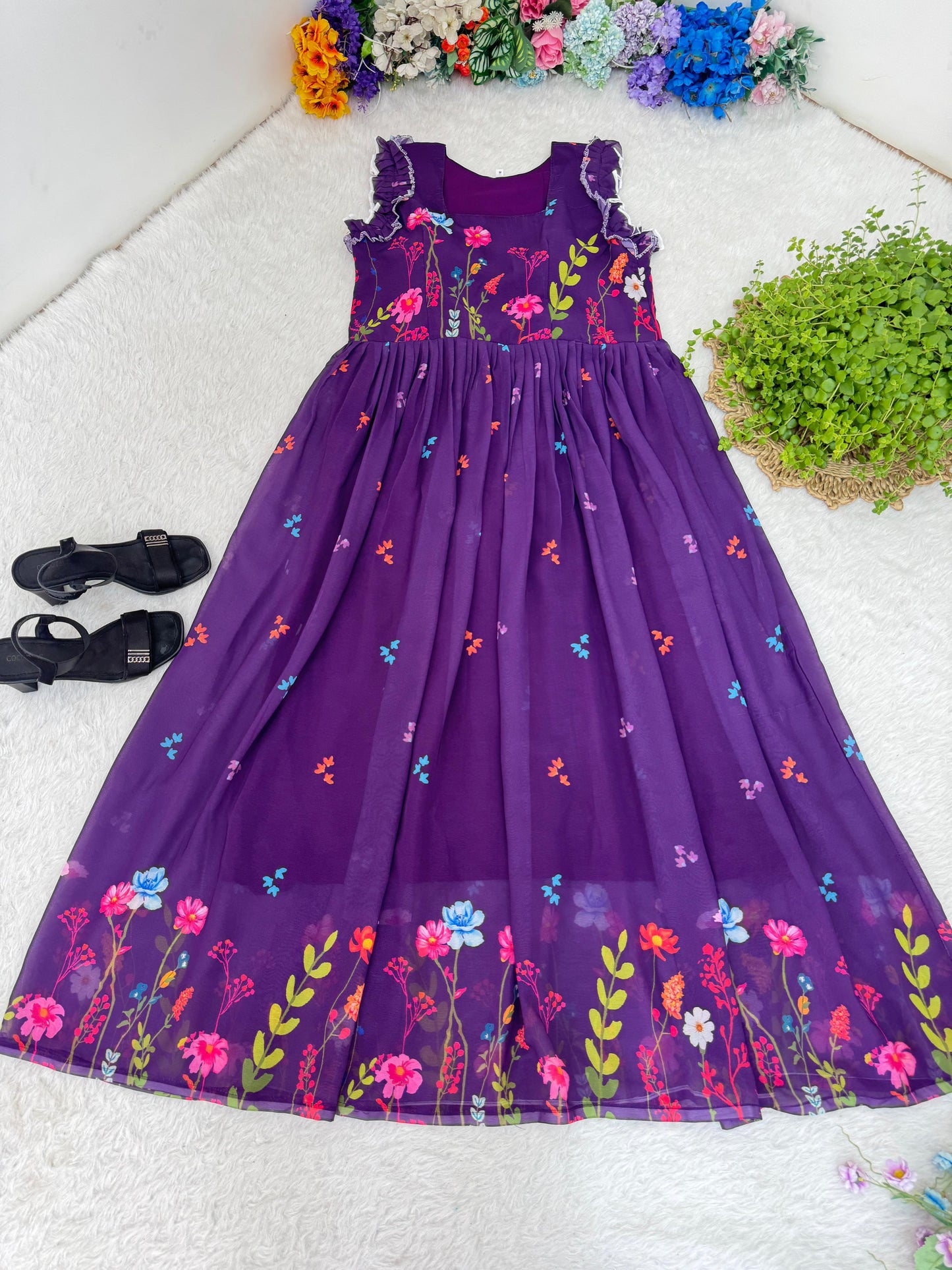 Stylish Digital Print Georgette Dress