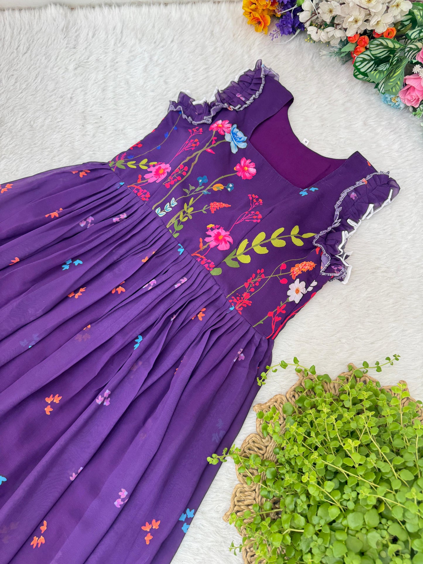 Stylish Digital Print Georgette Dress