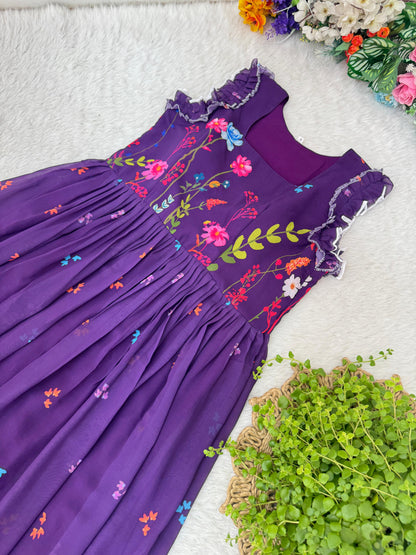 Stylish Digital Print Georgette Dress