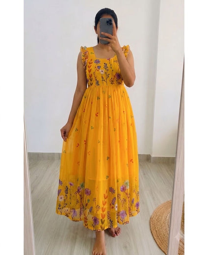 Stylish Digital Print Georgette Dress