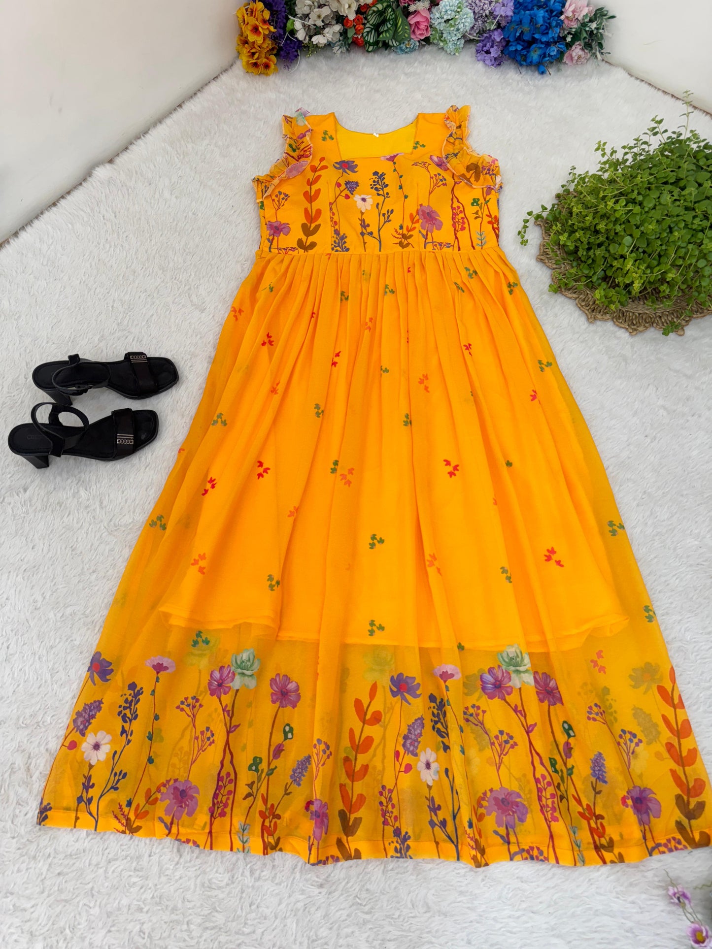 Stylish Digital Print Georgette Dress