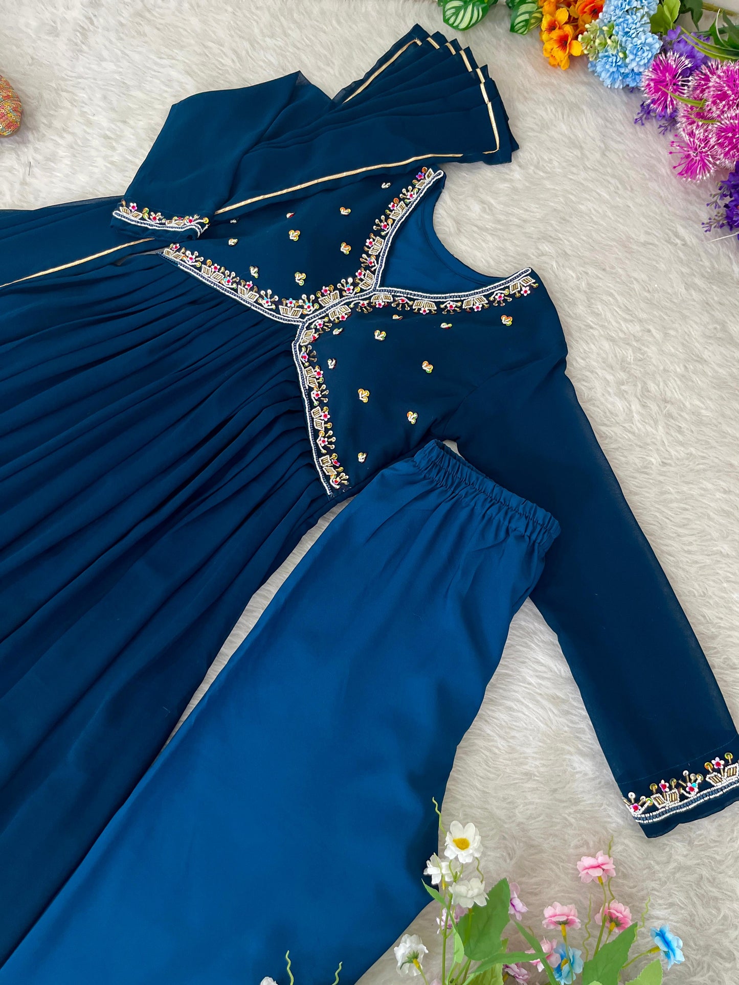 Premium Mul Chanderi Cotton Anarkali Set