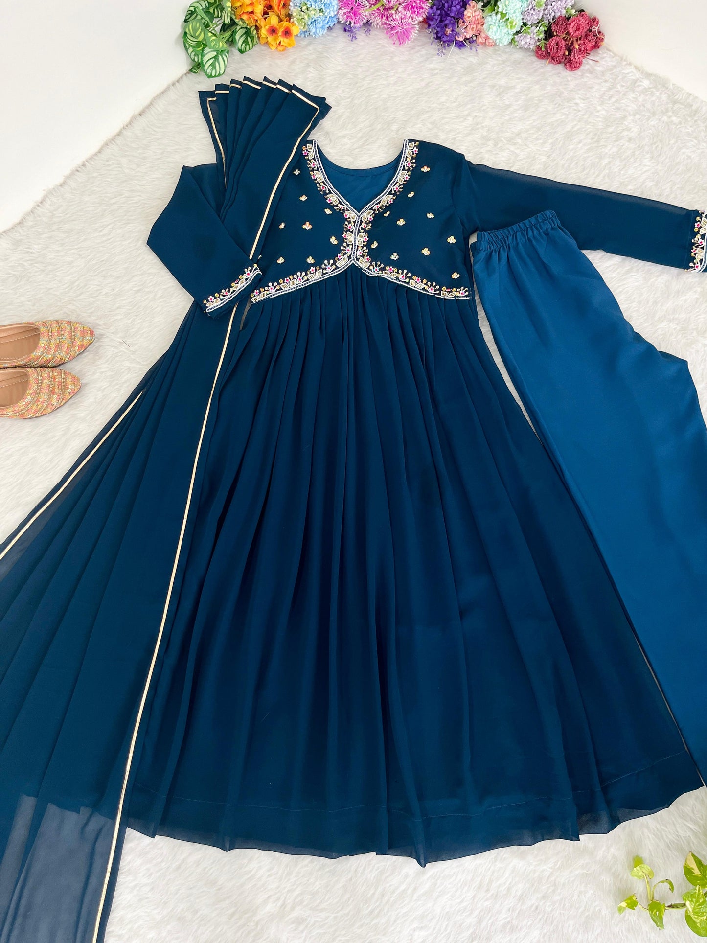 Premium Mul Chanderi Cotton Anarkali Set