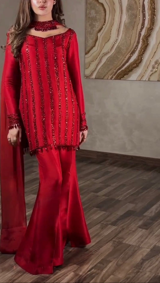 Premium Rangoli Silk 3-Piece Kurta Palazzo Set