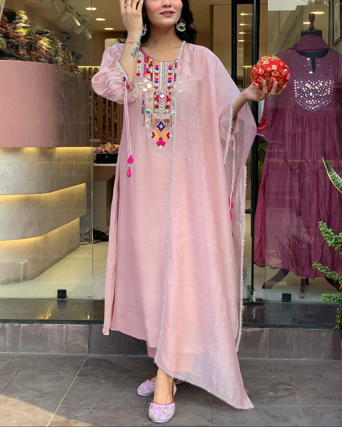 Elegant Pink Kurta Pant Dupatta Set